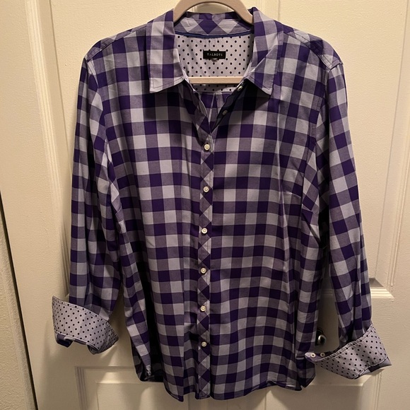 Talbots Tops - 🟡TALBOTS PRE-LOVED AUTHENTIC GINGHAM BUFFALO CHECK & POLKA DOT CUFF DESIGN SHIRT